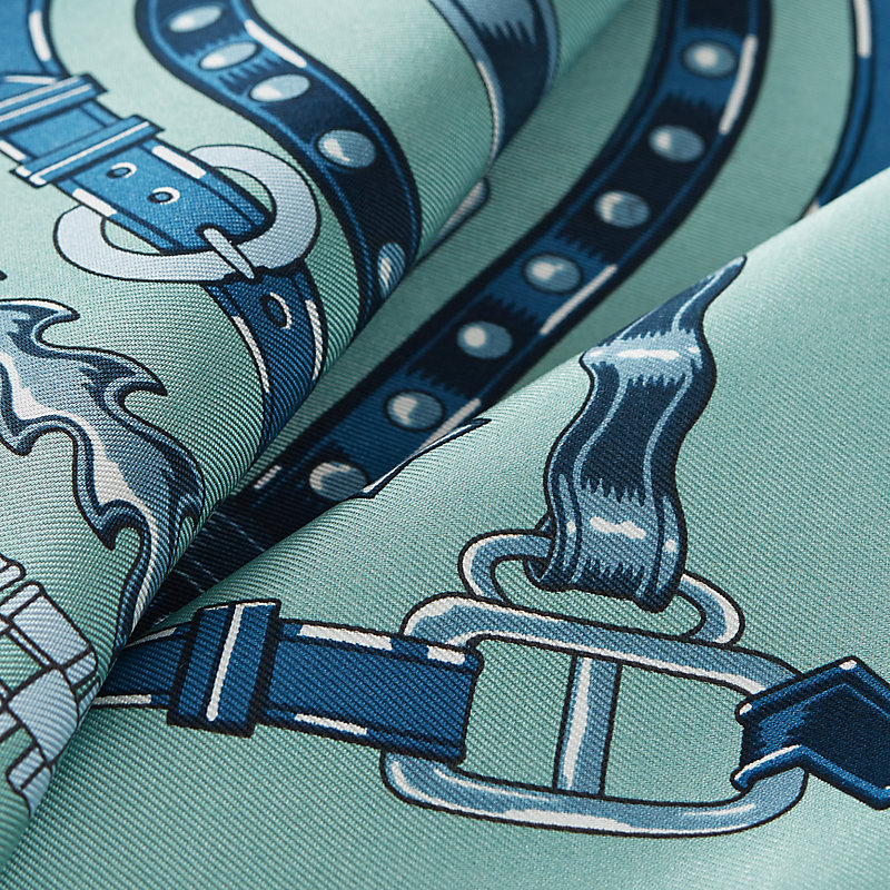 24 Brides et Chaines pocket square 45 - Blue | Hermès Finland